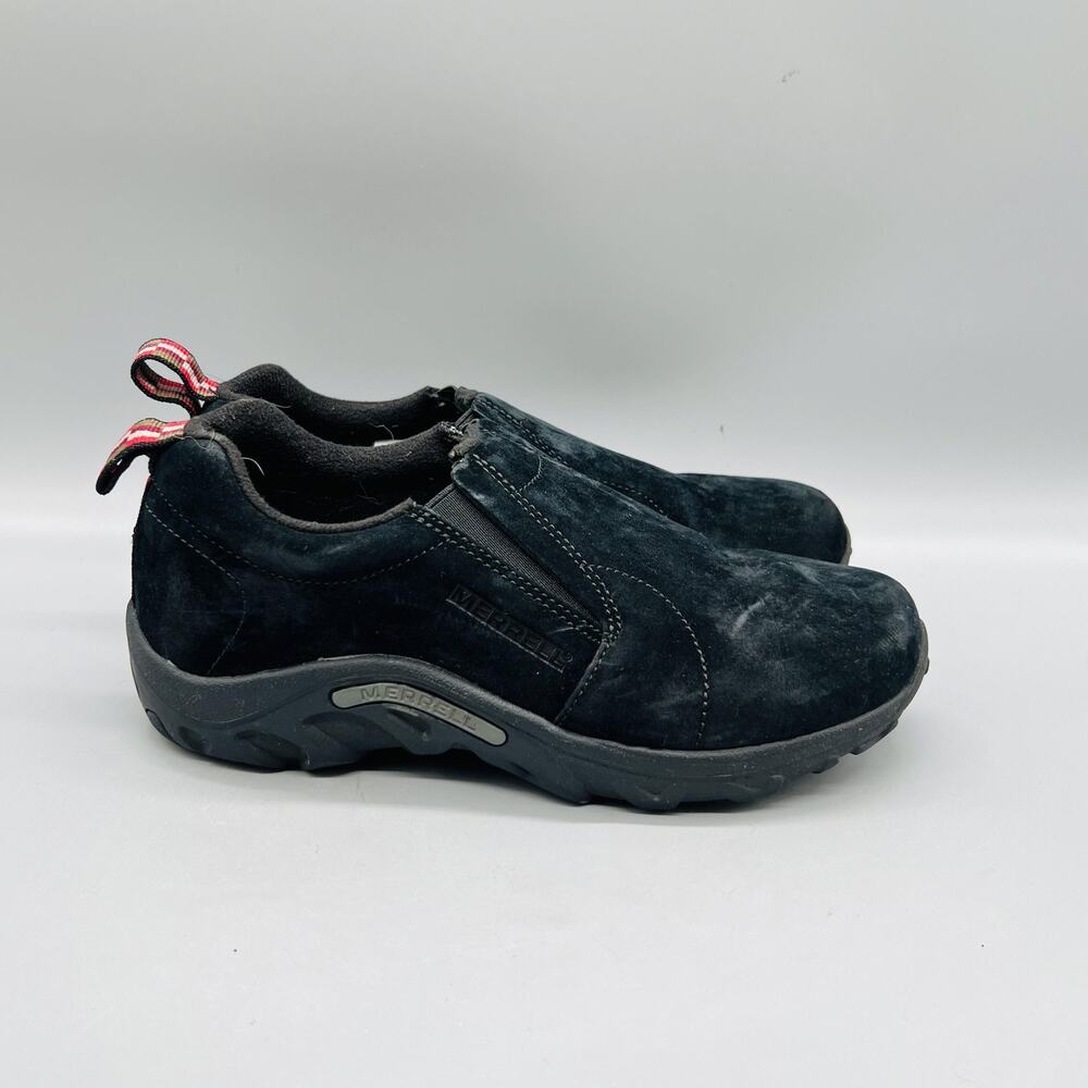 Merrell Shoes Boys 2 Black Suede Jungle Moc Kids Slip On Hiking Sneakers Outdoor